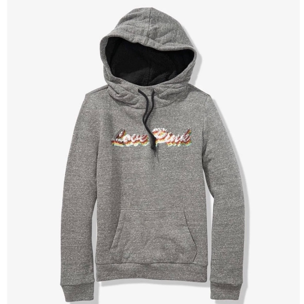 VS PINK Sherpa lined hood bling perfect pullover